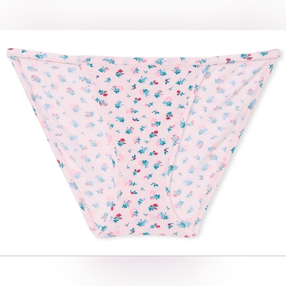 *NWOT* Victoria's Secret PINK Cotton String Bikini Panty Pink Tulip Floral Print